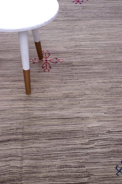 Grijs Tapijt Laagpolig Handgeweven Wollen Vloerkleed - Koho Afghan Modern Kelim 240x157 - 240x157cm- Modern - Woonkamer - Salon - Slaapkamer - Eetkamer
