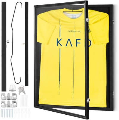 Geargalaxy Sportshirt Vitrinekast - Shirt Vitrine - Shirt Display - Verzamelvitrine - Presentatiekader - 59x79x4cm - Zwart