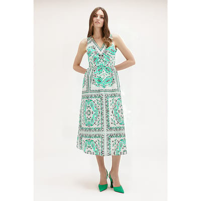 Motivi Midi Dress With Foulard Pattern White Maat: 36 | Midi Jurken Outlet | Dames | Wit