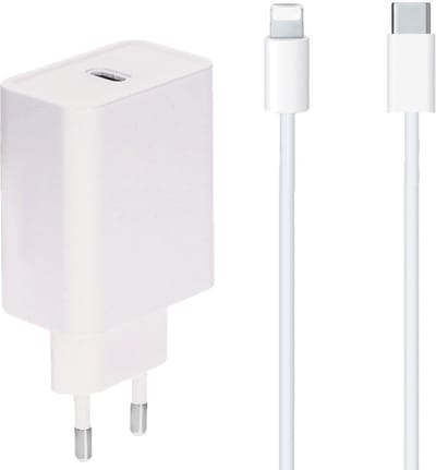 30w Snellader geschikt voor iPhone 14 / iPhone 13 / iPhone 12 / iPhone 11 / iPhone X - Lightning - Oplader met usb-C Poort - Power Delivery - 1 Meter