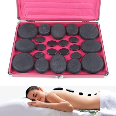 Massageset met 20 Hot Stones voor ontspannende massages, basalt stenen, wellness en spa behandelingen