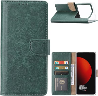 Hoesje Geschikt voor Xiaomi Mi 12S Ultra Hoesje met Pasjeshouder Groen - Hoesje Geschikt voor Xiaomi Mi 12S Ultra hoesje Luxe Booktype Portemonnee case