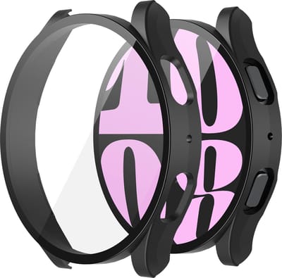 Strap-it Hard case hoesje met glas - geschikt voor Samsung Galaxy Watch 6 40mm - zwarte hoes met screen protector