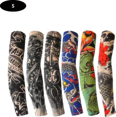Livano Tattoo Sleeve - Voor Volwassenen - Mouw - Tatoeage - Arm Warmer - Zonbescherming - UV Beschermend - 6 Stuks - Maat S