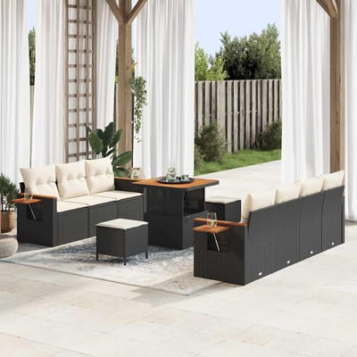 vidaXL - Tuinbank - Set - 13 - st - 9-Aantal - zitplaatsen - Zwart - en - Crème