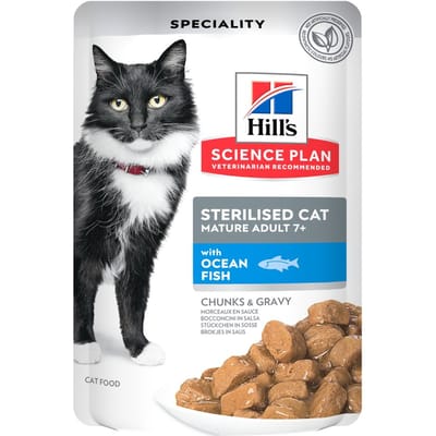 Hill's Science Plan Mature Adult 7+ Zeevis & Kip - Voordeelpakket: Sterilised Zeevis (48 x 85 g)