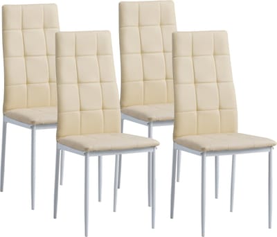 Albatros Eetkamerstoelen set van 4 Rimini - Beige - Edele Italiaanse vormgeving - kunstlederen bekleding, comfortabele gestoffeerde stoel - Moderne keukenstoel, eetkamerstoel of eettafelstoel