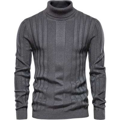 Pull d'automne à col roulé pour homme, nouvelle chemise décontractée en tricot chaud, couleur unie, grande taille 2XL gray