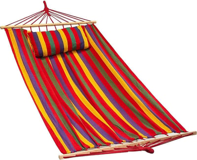 Katoenen Hangmat - Stoffen Luier - Ontspannen Buiten - Met Spreidstangen - 200x80cm - Rood
