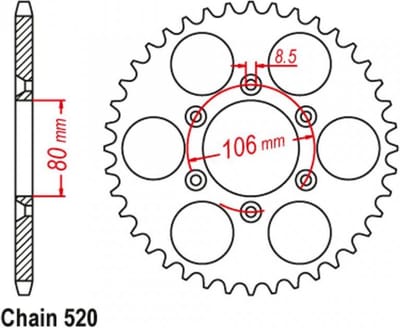 Couronne transmission Sifam pour moto Aprilia 125 MX SM 2003 à 2007 45 dts P520