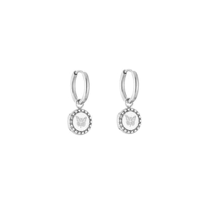 Bijoutheek Oorhanger Disc Vlinder Zilver