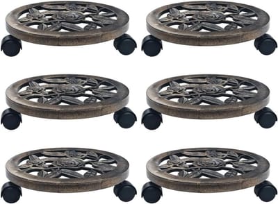 Plantenroller 6 stuks - Bloempotstandaard - Planten Verplaatsen - 360 graden wielen - 30 cm - Brons