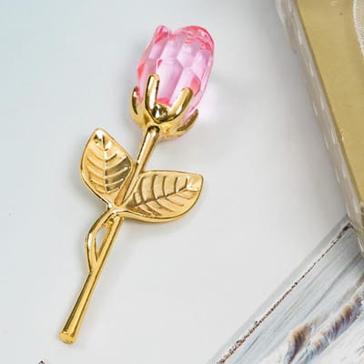 1 stuk Glazen Roos Mini Kristallen Bloem Kunstbloemen Kamer Ornament Kantoor Desktop Decoratie Bruiloftsfeest Valentijnsdag Cadeau beige