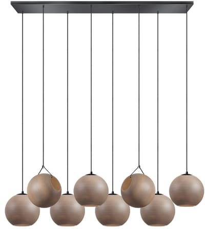 ETH Orb Hanglamp balk zwart L130xB30xH2.5cm 8xE27 zonder glas