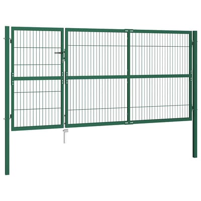 vidaXL Tuinhek met palen 350x140 cm staal groen