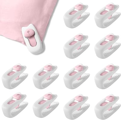 12 x Dekbedclips, antislip dekbedovertrekclips, lakensclips, wasknijpers (12 wit)