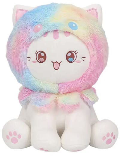 Creasowl® – Katten Knuffel met Octopus Mutsje – Kawaii Knuffel Kat 25 cm – Zachte Pluche Kattenknuffel – Schattige Knuffel – Cadeau Meisje of Kind