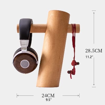Hoofdtelefoonstandaard - Headset houder - Bureau organiseren - Massief houten ontwerp - N.v.t. - Zwart