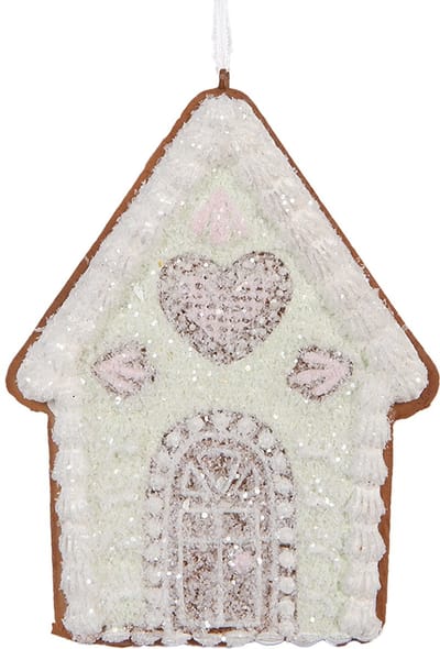 Clayre & Eef Kersthanger Gingerbread house 8x1x10 cm Groen Kunststof
