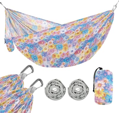 Hangmat Doek - Schommel Stoel - Buiten Ontspannen - Met Opbergzakken - 290 x 138 cm - Bloemenprint