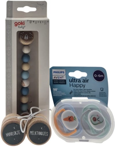 Avent Kraamcadeauset met Fopspeen - Ketting Blauw - Haarlokje en Melktandjes doosjes – Luxe Cadeauset | Giftbox | Perfect Geschenk voor Iedereen