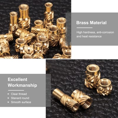 100 stuks schroefdraadinzetstukken M3 thermofixeerde messing inzet, M3 x 5,5 mm, OD 5 mm gekartelde moeren, schroefdraadbus messing voor 3D-printen, schroefdraadinzetstukken vrouwelijke