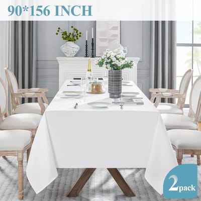 Tafelkleed Rechthoekig - Decoratie Tafel - Feest Bruiloft - Vlekbestendig Rimpel - 90x156 Inch - Wit