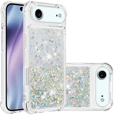Coverup Hoesje - Geschikt voor iPhone Air Hoesje - Coverup Liquid Glitter Back Cover - Zilver