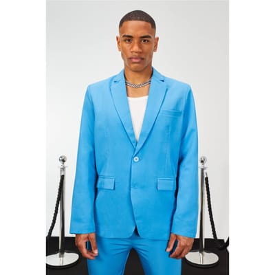 Oversized Single Breasted Suit Jacket | Blue | Size 46