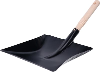 Buemag Stoffer en blik set voor buiten - zwart/naturel - verzinkt metaal - hout met kokosharen