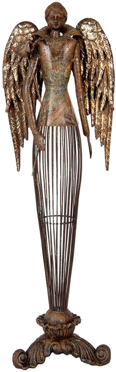 Clayre & Eef Decoratie Beeld Engel 17x15x54 cm Bruin Metaal