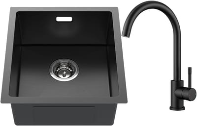 CECIPA max Spoelbak Antraciet 40x44CM - Spoelbak Keuken Met Keukenkraan - Spoelbakken Keuken - Wasbak Keuken