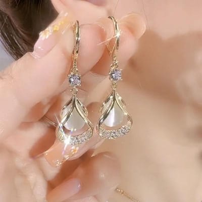Boucles d'oreilles magnétiques amincissantes Atic pour femmes, pendantes en strass étincelants, pierre de quartz, boucles d'oreilles de drainage Atic brown