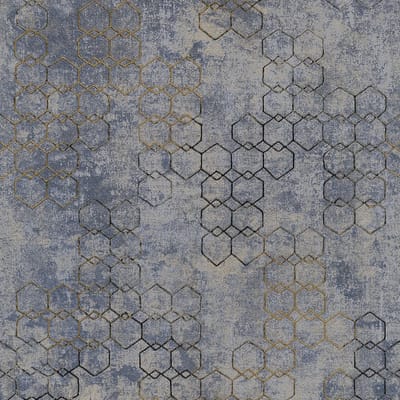 Grafisch behang Profhome 374245-GU vliesbehang licht gestructureerd design glanzend blauw goud grijs 5,33 m2