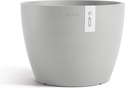 Ecopots Stockholm 31 - White Grey - Ø31 x H23,5 cm - Ronde witgrijze bloempot