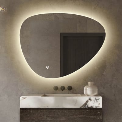 Badkamerspiegel Asymmetrisch - Asymmetrische Badkamerspiegel - LED Verlichting - Anti Condens Verwarming - Dimbaar - 120 x 80 cm