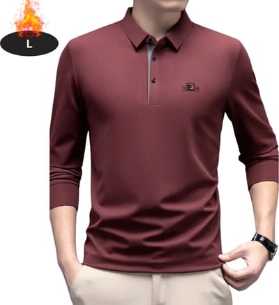 Livano Poloshirt Heren - T-Shirt Heren - Shirt - Overhemd - Polo Shirt Lange Mouwen - Rood - L