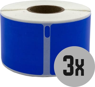 DULA Dymo kompatible Etiketten, S0722400 99012, 36 x 89 mm, Blau, Permanent, 3 Rollen, 260 Etiketten pro Rolle