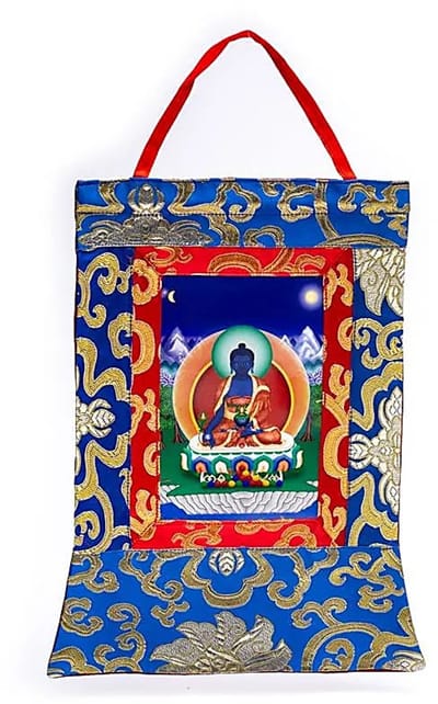 Thangka Reproductie - Medicijn Boeddha - Print - Brokaat - Nepal