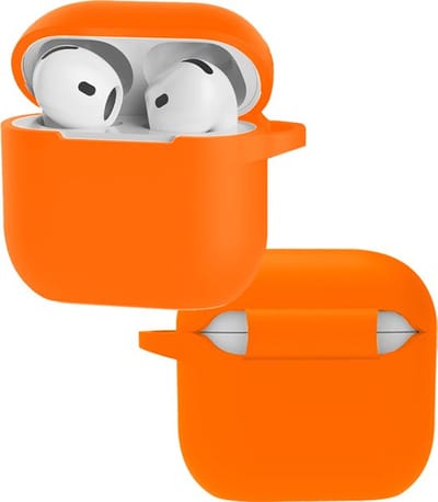 Hoesje geschikt voor Apple AirPods 4 - Siliconen case - AirPods cover - Protective case - Beschermhoes - Hoes voor oortjes - Softcase - Oplaadcase bescherming - Krasbestendig - 1 stuk - Oranje - Jonyx
