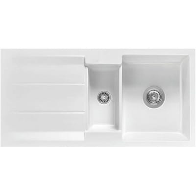 Systemceram Keradomo Genea 100 F sink reversible for flush mounting with manual override, without tap hole 559201-12