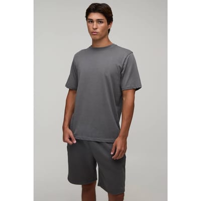 Regular Fit T-Shirt and Short Set | Charcoal | Size Medium