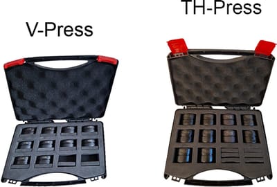 Germat Klembekken Set t.b.v. GMT 1632 – V en TH Profiel – V12-15-18-22-28 / TH16-20-25-26-32 – Inclusief Koffer – Voor Persmachine – Consument en Professional
