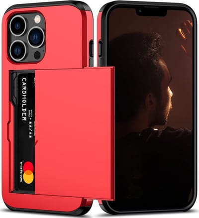 Mobiq pashouder hoesje geschikt voor iPhone 13 Pro Max | vakje voor pasjes rood