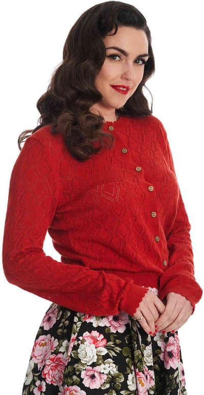 Banned - Hearts Charm Cardigan - S - Rood