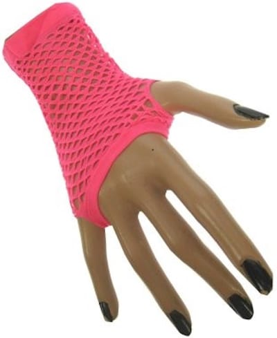 3x Paar Nethandschoen kort vingerloos fluor Roze - Carnaval Feest Verkleden Party Fluor Kleur