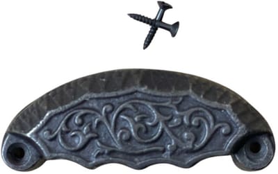 Ornate Vine Cup Pull Handle Antique Iron