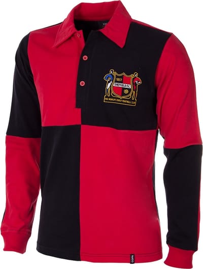 COPA - Sheffield FC 1950's Retro Voetbalshirt - Heren - Rood - Zwart - XS