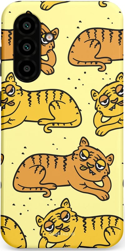 Casetastic hoesje geschikt voor Samsung Galaxy A36 / Samsung Galaxy A56 - Dubbellaagse bescherming - Tijger dromen - Fashion Case - Crème Goud Olijfgroen