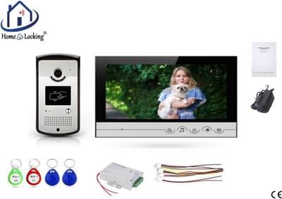 Home-Locking complete deur intercom/videofoon met 1 binnen 9" paneel en elektro box 12VDC voor aansluiting elektrisch slot.DT-2225-1E-1